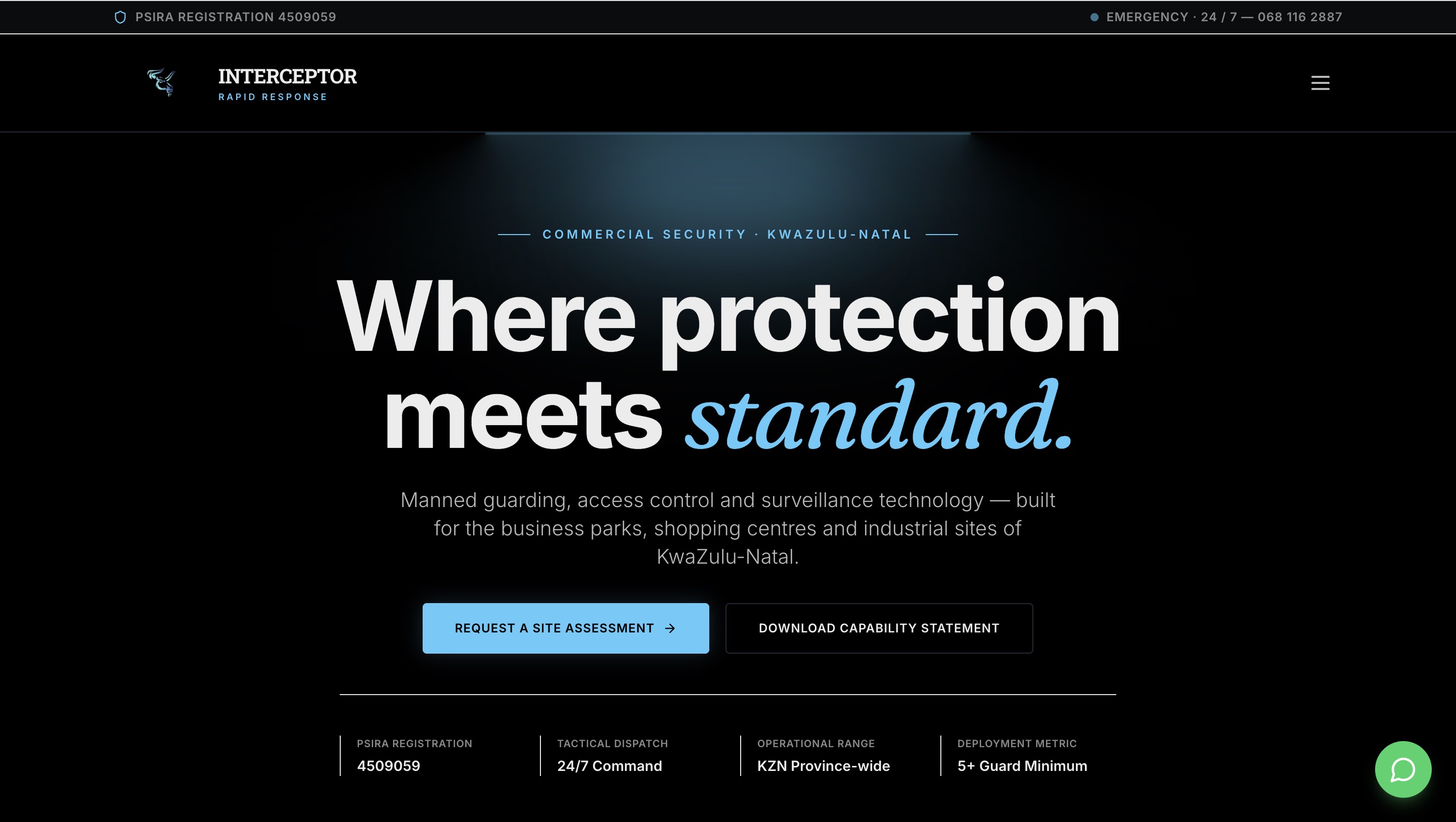 Interceptor Rapid Response website screenshot